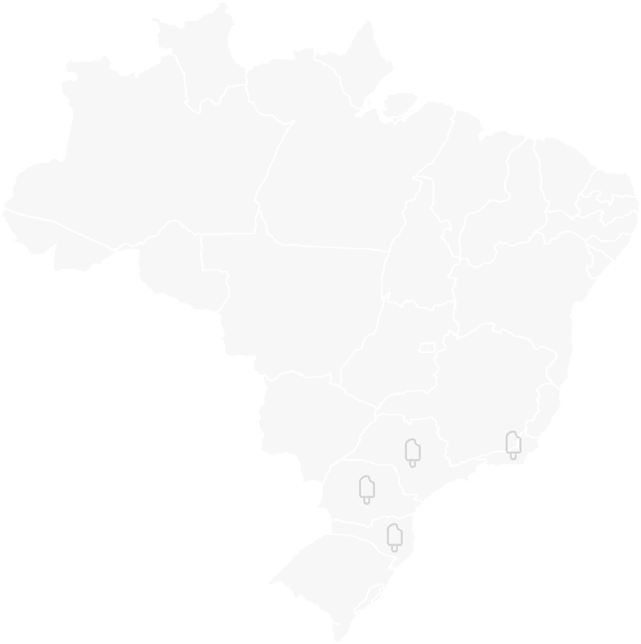 Mapa do Brasil com as regiões em que a Sorvetes Rochinha está presente