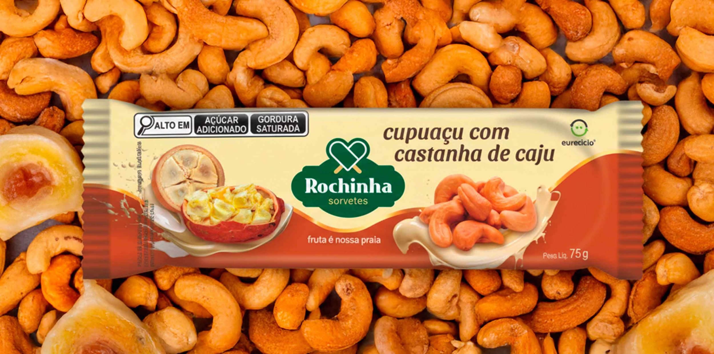 Embalagem do picolé de Cupuaçu com castanha de caju
